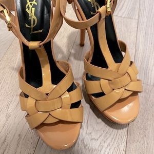 YSL heels apricot color.